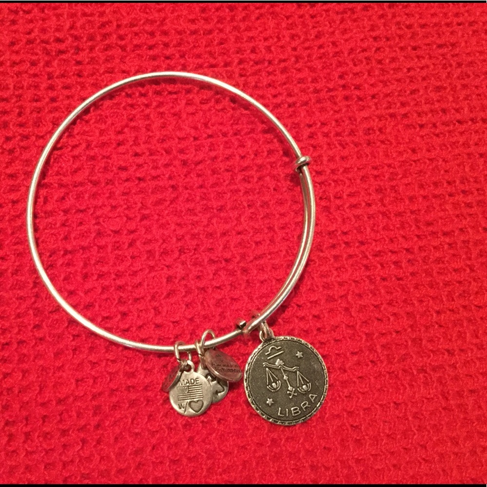 Shiny Alex and Ani silver bracelet w/ Libra charm